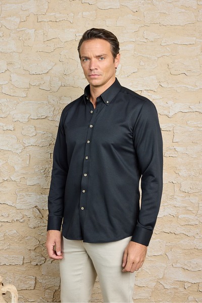 RUFELLI Kadife Görünümlü Pamuklu Slim Fit Erkek Gömlek