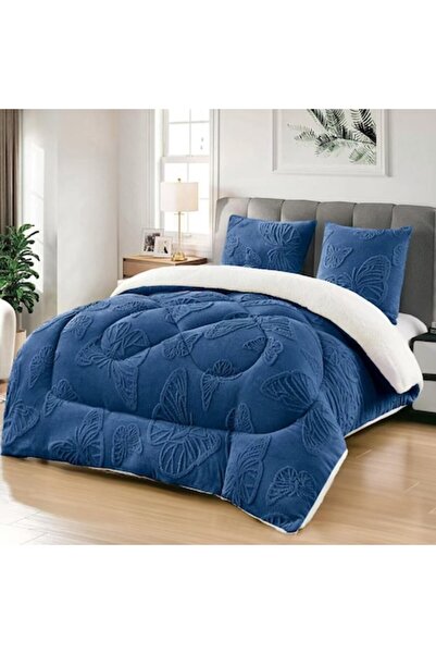 OEM 3-Piece Cocolino Duvet Set with Embossed Butterfly Pattern, 200x230 cm, Blue