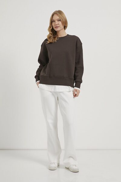 Arma Life Armalife 10964 Eteği̇ T-Shirt Detailled Bi̇s Yaka Kadin Sweat