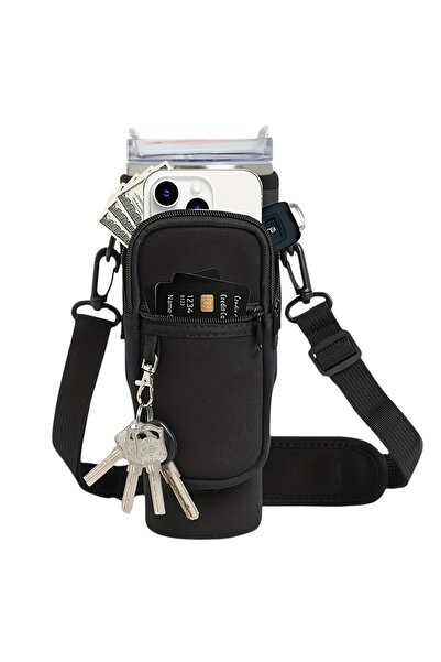 Store Quencher Pipetli 1.18 Lt Termos Kılıfı Omuz Askılı Termos Çanta Fermuarlı Cepli Kılıf Çanta