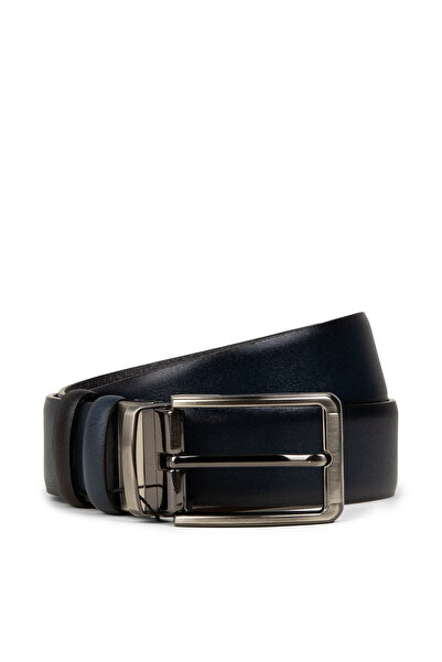 Deery Genuine Leather Navy Blue - Black Double-Sided Men's Belt
