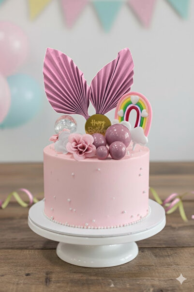 PASTRY PLANET Pasta Üstü Yelpaze, Gökkuşağı, Kelebek Süs Seti