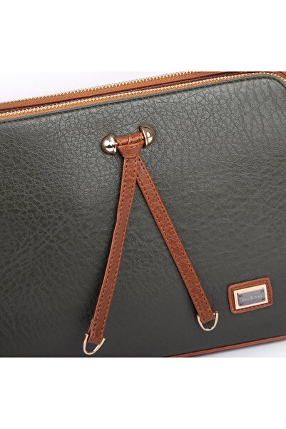 Nas Bag Women's Adjustable Strap Three-Compartment Stylish Crossbody Bag Green Tan Victoria