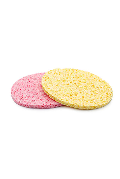 global fashion Set of 2 facial cleansing sponges, oval, pink/yellow