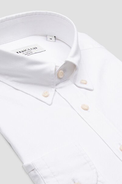 Abbate BB Club Mike Oxford Бавовняна сорочка прямого крою з білим коміром на ґудзиках для чоловіків