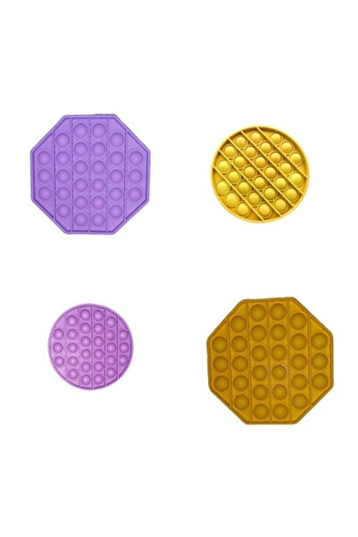 K KATHODE Set de 4 jucării antistres POP IT din silicon - hexagon și cerc -