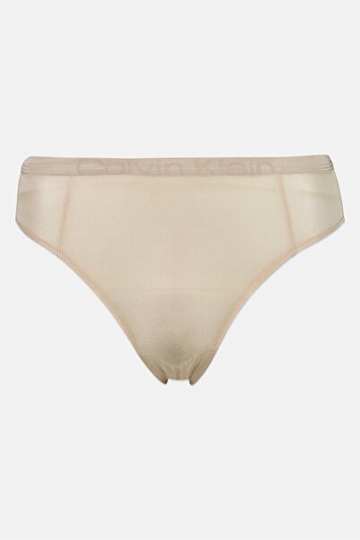 Calvin Klein Women Brand Logo Pull On High Leg Tong, Tan