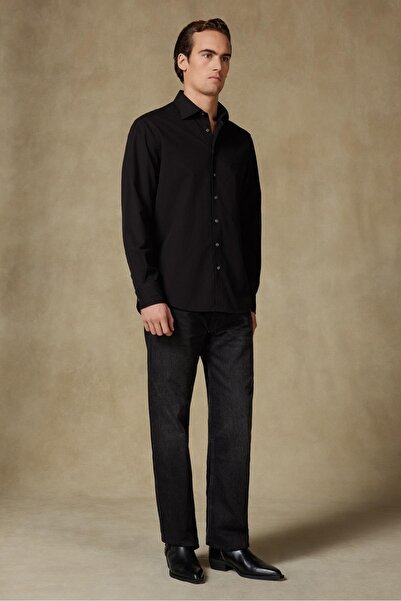 Abbate Ανδρικό πουκάμισο μονόχρωμο με κλασικό γιακά από βαμβακερό Comfort Fit Piero Gabardin