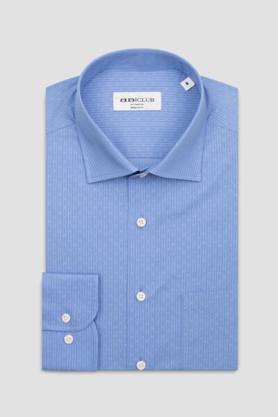 Abbate BB Club Lima Поплін Бавовна Регулярний крій Темно-синій Класичний комір Чоловіча сорочка в смужку