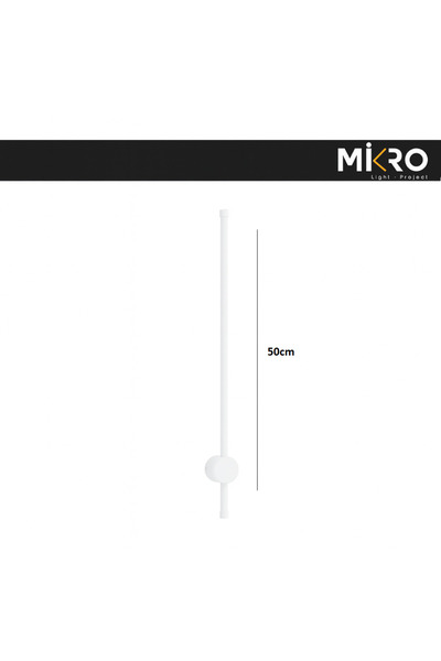 Mikro Aydınlatma Modern Led Duvar Aplik Uzun Çubuk Samsung Ledli Tekli 50 Cm Beyazkasa GünIşığı