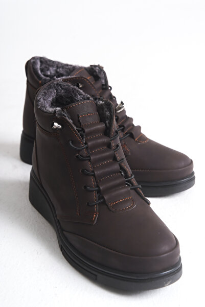 Solo Bag Ortopedik Özel tabanlı İçi Kürklü Soğuk Havaya Dayanıklı Kauçuk Taban KahverengiAnne Botu