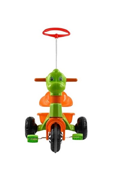 PİLSAN Dino Green children's tricycle with height-adjustable handle, freewheel system, space