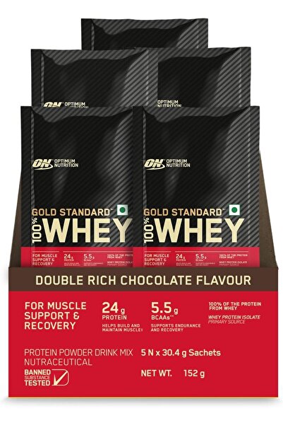 ON Optimum Nutrition Gold Standard 100% Whey - 5 × 30.4 جم حصة واحدة (شوكولاتة غنية مزدوجة)