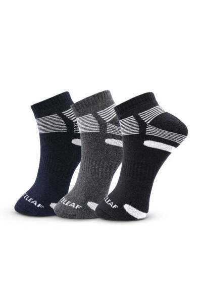 White Leaf 3 Pack Full-Terry Low-Cut Socks Mens Sneaker Socks – Dark Gray, Bl...