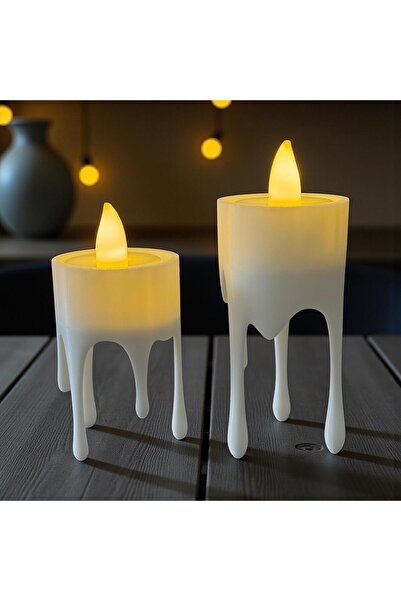 Motiva Eriyen Mum Görünümlü LED Işık Seti (2’li - Uzun ve Kısa)