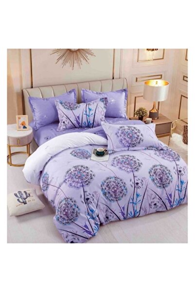OEM Double bed finet sheet set with elastic 180x200cm purple with lavender flowers