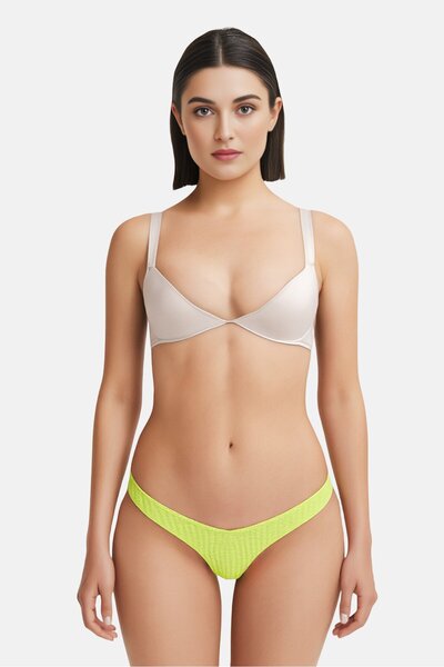 Calvin Klein Women Textured Bikini Bottom, Lime Green