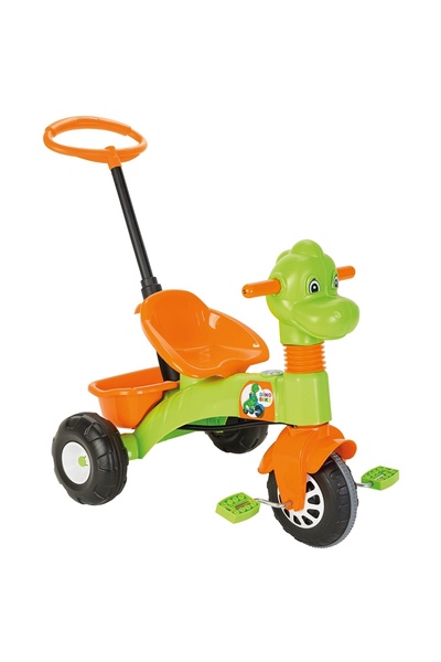 PİLSAN Dino Green children's tricycle with height-adjustable handle, freewheel system, space