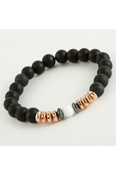 ZERO LAND Lvsqvr Hematite - Mat Onix (155709) Natural Stone Bracelet-Black