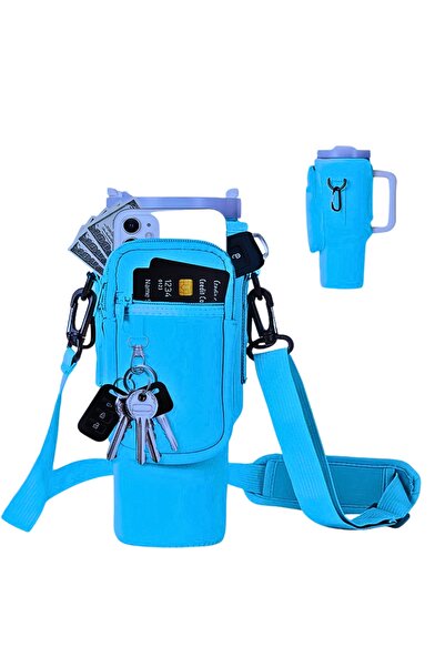 Store Quencher Pipetli 1.18 Lt Termos Kılıfı Omuz Askılı Termos Çanta Fermuarlı Cepli Kılıf Çanta