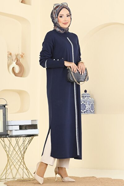 ModaMerve Manşeti Aksesuar Düğmeli Tunik 0021KLB1050-MS Laci