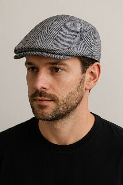 CosmoOutlet Fish Open Back Gray Winter Wool Fabric London Cap Standard Size Elastic Back