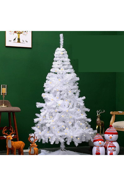Maison Elise Artificial Christmas Tree, White, 2D/3D Needles, 210 cm, 800 Branches, with Stand