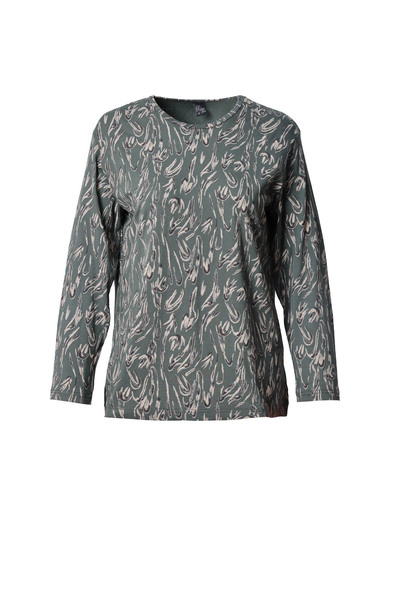 Trikolay Büyük Beden Kadın Sim Detaylı | Desenli Uzun Kollu | Penye Bluz