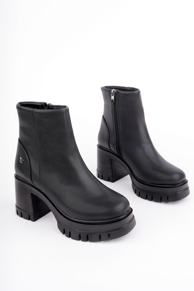 Madam Tarz Kcl-902 Thick Heel Zippered Boots