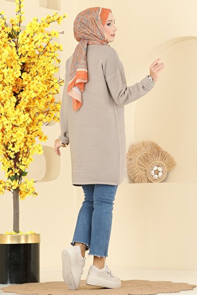 ModaMerve Aksesuar Düğmeli Triko Tunik 2735AYD574-MS Vizyon