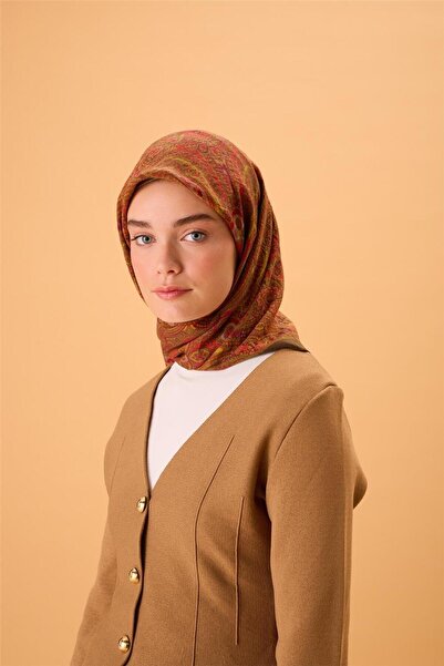 Silk Home وشاح فيلورا مخلوط بالفسكوز باللون الأخضر الحناء والزيت الأخضر ونمط ...