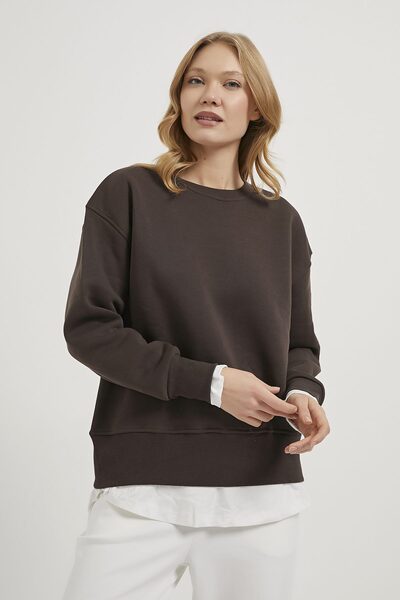 Arma Life Armalife 10964 Eteği̇ T-Shirt Detailled Bi̇s Yaka Kadin Sweat