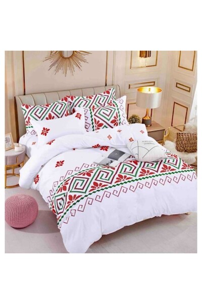 OEM Traditional Double Bed Linen Set Finet, Fitted Sheet 180x200 cm, White Floral