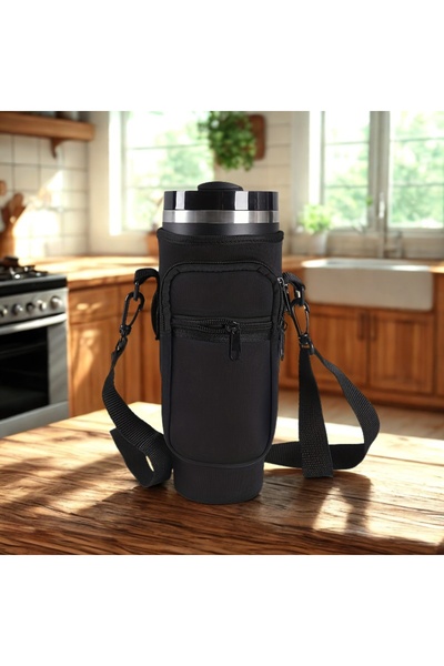 Store Quencher 1.18 Lt Thermos Case with Straw, Thermos Bag with Shoulder Strap, Case Bag with Zippered Pocket