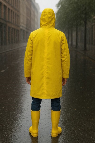BYTTİCARET Byt Yellow Raincoat and Boots Set