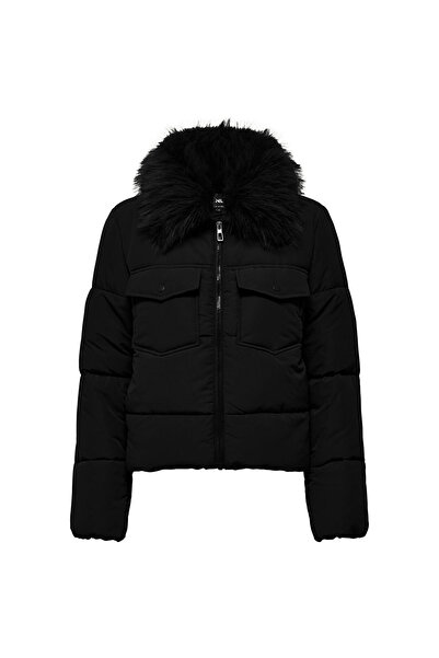 Jack & Jones Only Women's 15322000 Onlmaggı Fur Puffer Life Cc Otw Black