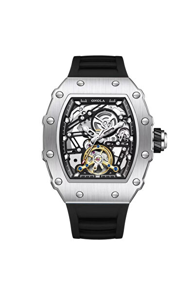 onola Ceas bărbătesc argintiu 3854 – Design de lux, mecanic, luminos, reziste...