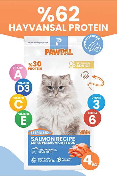 PawPal Somonlu Süper Premium Kısır Kedi Maması 4KG | Hipoalerjenik – Düşük Ta...