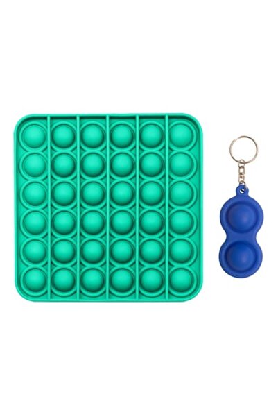 OEM Set senzorial antistres Pop It Now, pătrat verde + breloc albastru Pop It...
