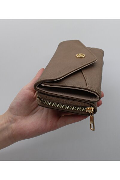 Bevitton Μεγάλο γυναικείο πορτοφόλι από δέρμα βιζόν με θήκη για κέρματα και πολλές θήκες για κάρτες 007