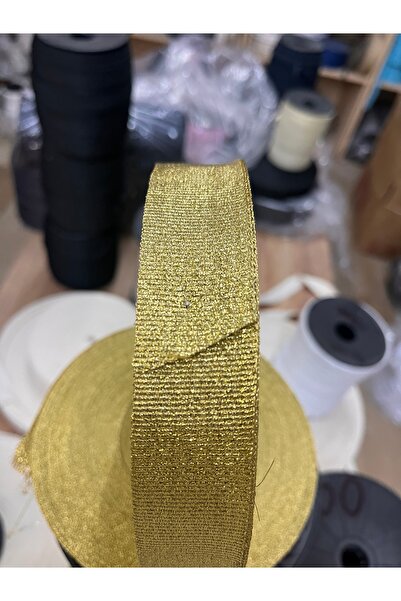 D R X FULL GOLD SİM DARDOKUMA ŞERİT KURDELE 3CM GENİŞLİK 10METRE RULO HOBİ SÜS