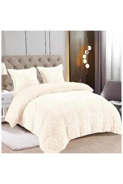 OEM Set pilotă matlasată Cocolino Sherpa cu blană artificială și 2 fețe de pernă, alb, 200x230cm