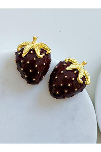 CHARMLUCKY Bordo Strawberry Earrings