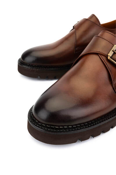 Tamer Tanca Men's Genuine Leather Tan Classic Shoes