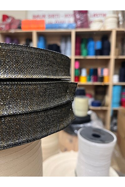 2.5CM ALTIN & GÜMÜŞ PULLU SİM DARDOKUMA ŞERİT KURDELE 10METRE RULO HOBİ NİŞAN SÜS