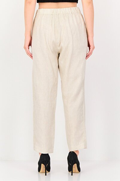 Reiko Women Cigarette Fit Metallic Straight Leg Pants, Beige