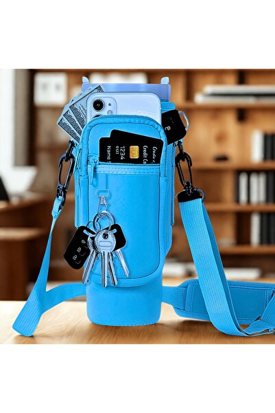 Store Quencher Pipetli 1.18 Lt Termos Kılıfı Omuz Askılı Termos Çanta Fermuarlı Cepli Kılıf Çanta