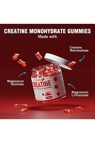 yifez VIFSSG Creatine Monohydrate Gummies 5 g, 120 Sugar-Free Gummies with Magnesium Glycinate & L-Threona