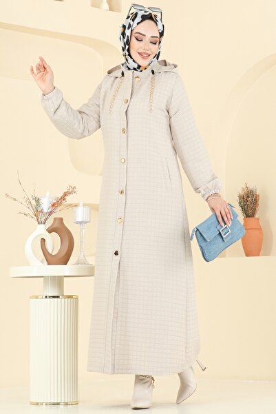 ModaMerve Aksesuar Detaylı Kapitone Ferace 2070DFL152-MS Taş