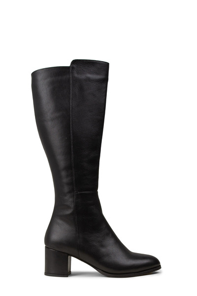 Deery Women's Genuine Leather Black Zippered Boots